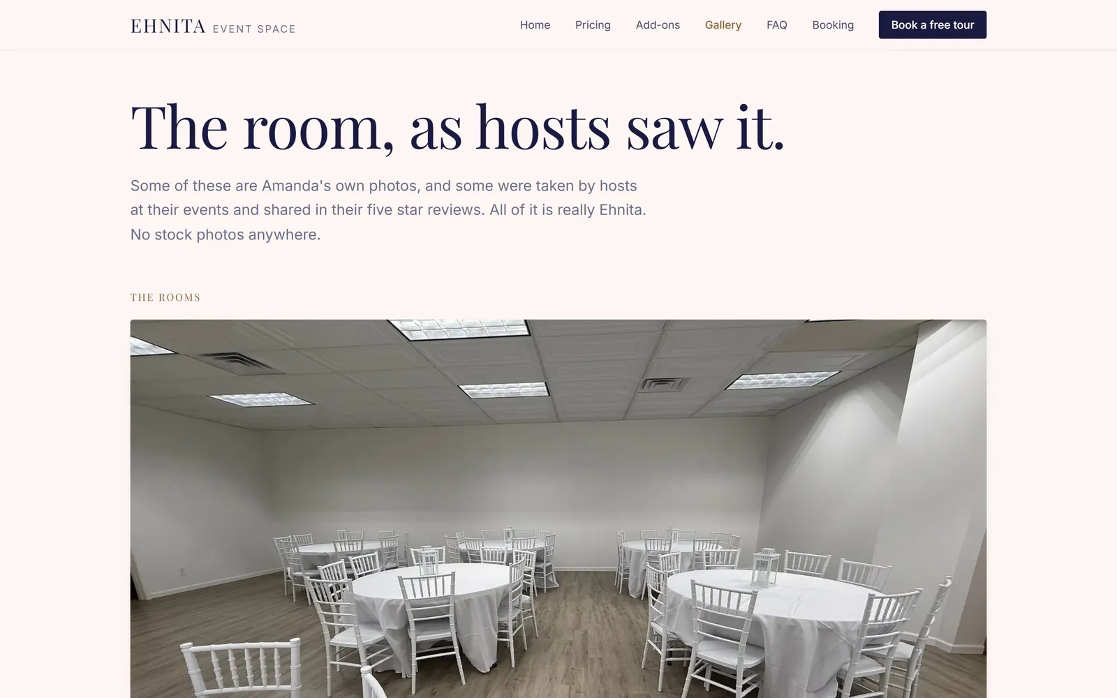 Ehnita gallery page with real event photos
