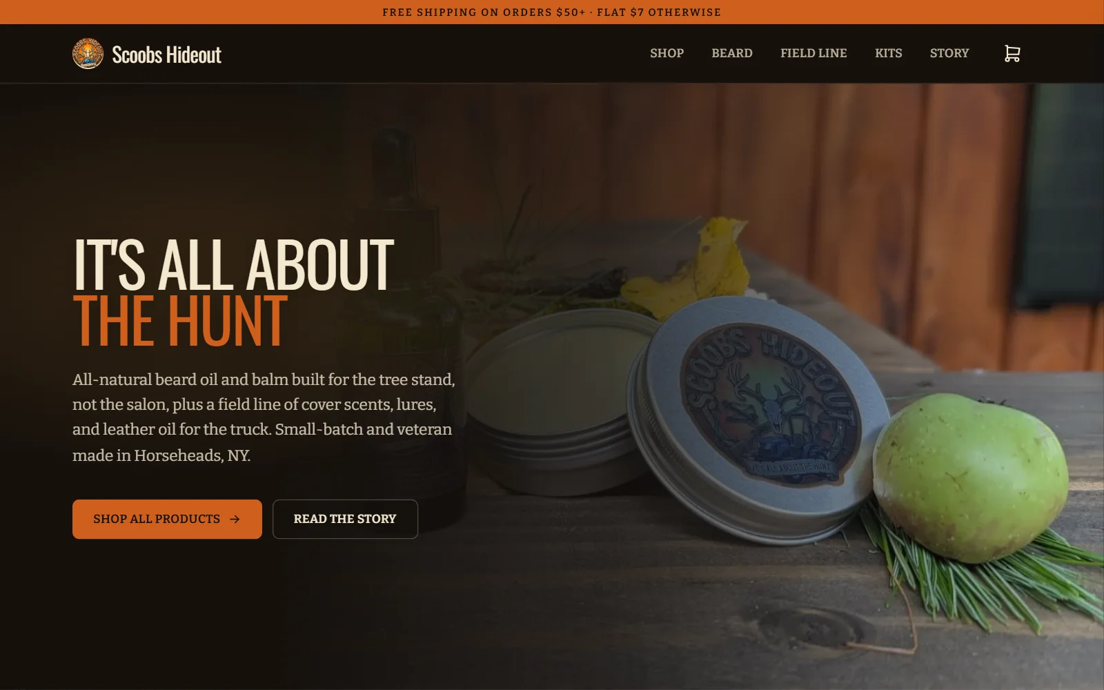 Scoobs Hideout homepage on a desktop screen